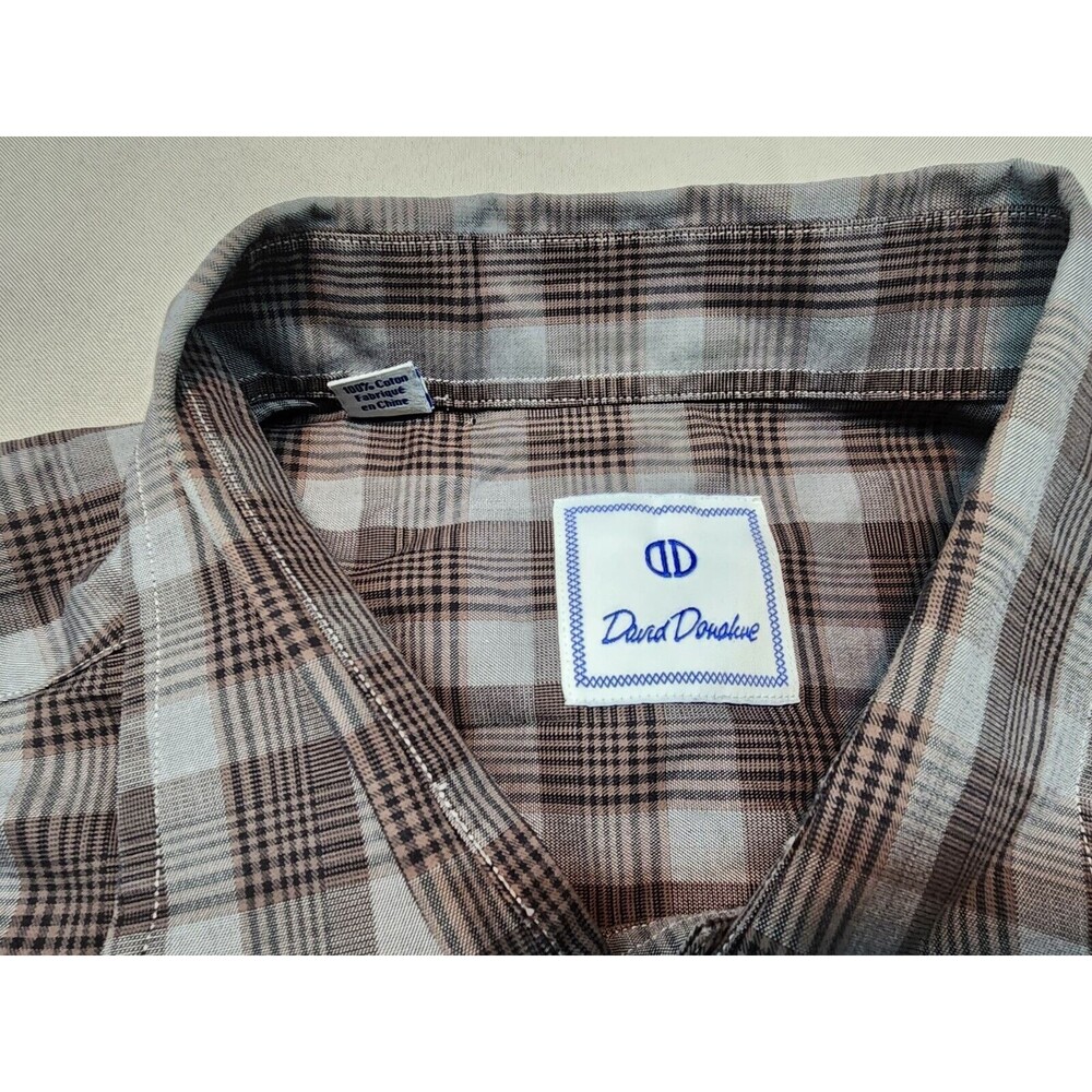 David Donahue Men's Brown Plaid Shirt Size XL - Picture 4 of 9